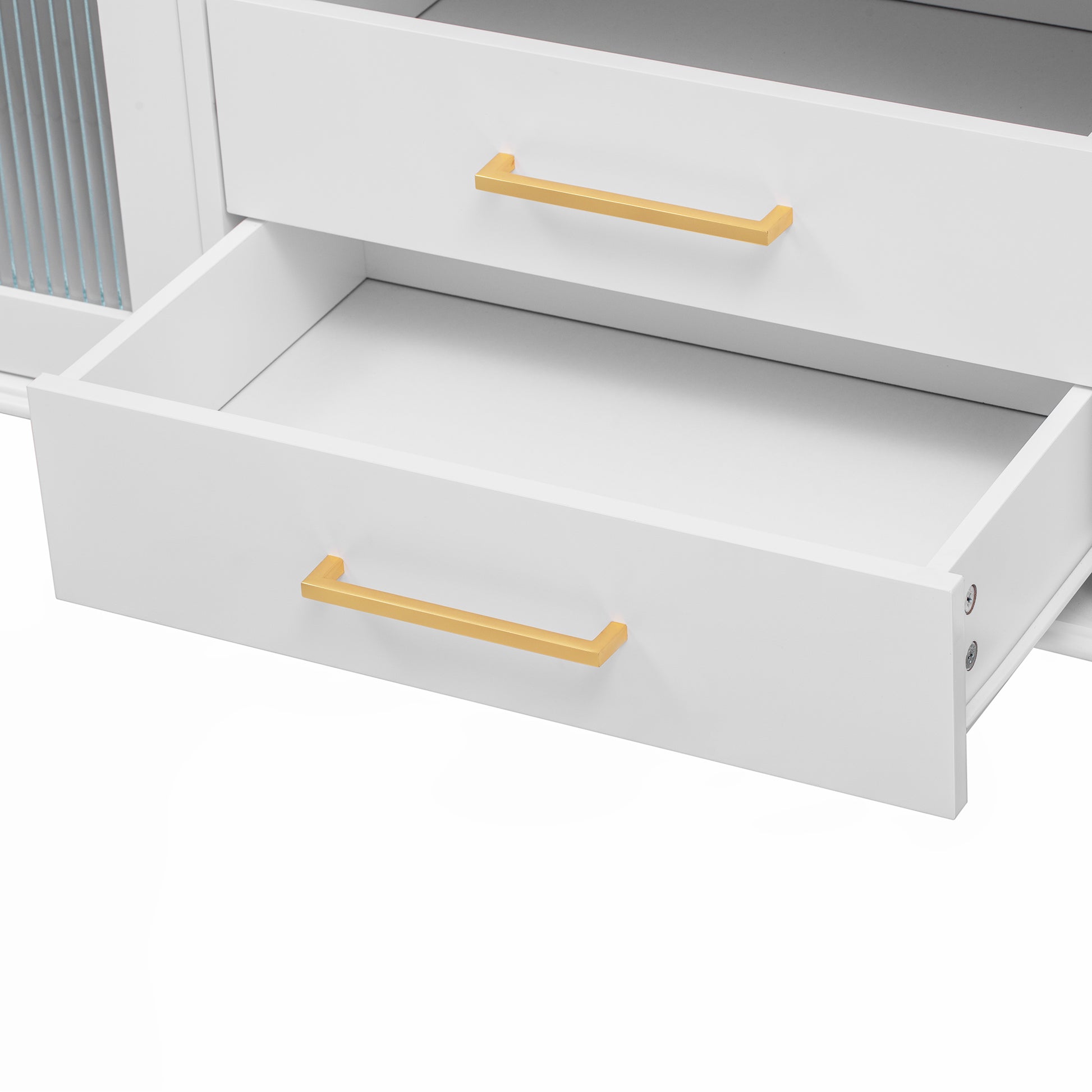 68.9'' Retro Tv Stand For Tvs Up To 75 Inches, Entertainment Center Media Console With Fluted Glass Doors And Five Solid Wood Legs For Living Room White 70 79 Inches Mdf