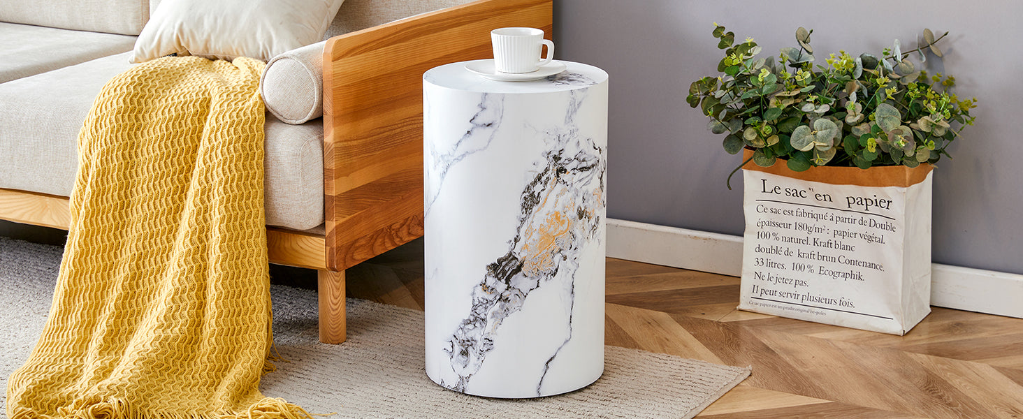 The Cylindrical Table With Its Patterned Design Can Be Easily Integrated Into A Variety Of Interior Styles, From Coffee Tables To Small Dining Tables, Workbenches Or Makeshift Writing Desks. White Mdf