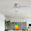 5 Blade 52 Inch Chrome Ceiling Fan With 3 Light No Include Bulb Chandelier Remote Controlled Chrome American Design,American Traditional,Farmhouse,Rustic,Vintage Plywood Iron