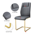 Table And Chair Set. 1 Table With 4 Gray Pu Chairs. Modern Minimalist Rectangular Black Imitation Marble Dining Table, With Golden Metal Legs. Paired With 4 Chairs With Golden Legs.Dt 1544 C001 Black Gold Glass Metal