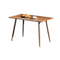 Modern Minimalist Mdf Desktop, Walnut Color Metal Legs, Small Sized Dining Table, Computer Desk, Office Desk, Kitchen Table, For 6 Seat.Suitable For Kitchen, Dining Room, Living Room Walnut Seats 4 Kitchen Round Mdf