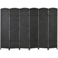 Homcom Room Divider, 6 Panel Folding Privacy Screen, 5.6' Tall Freestanding Wall Partition For Home Office, Bedroom, Black Black Polypropylene