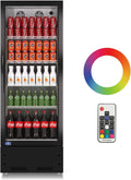 Commercial Display Refrigerator, Upright Swing Glass Door Merchandiser Fridge With Led Lightning, Reach In Beverage Cooler For Shop Restaurant, Etl Approved, 8 Cu. Ft, Black Black Steel