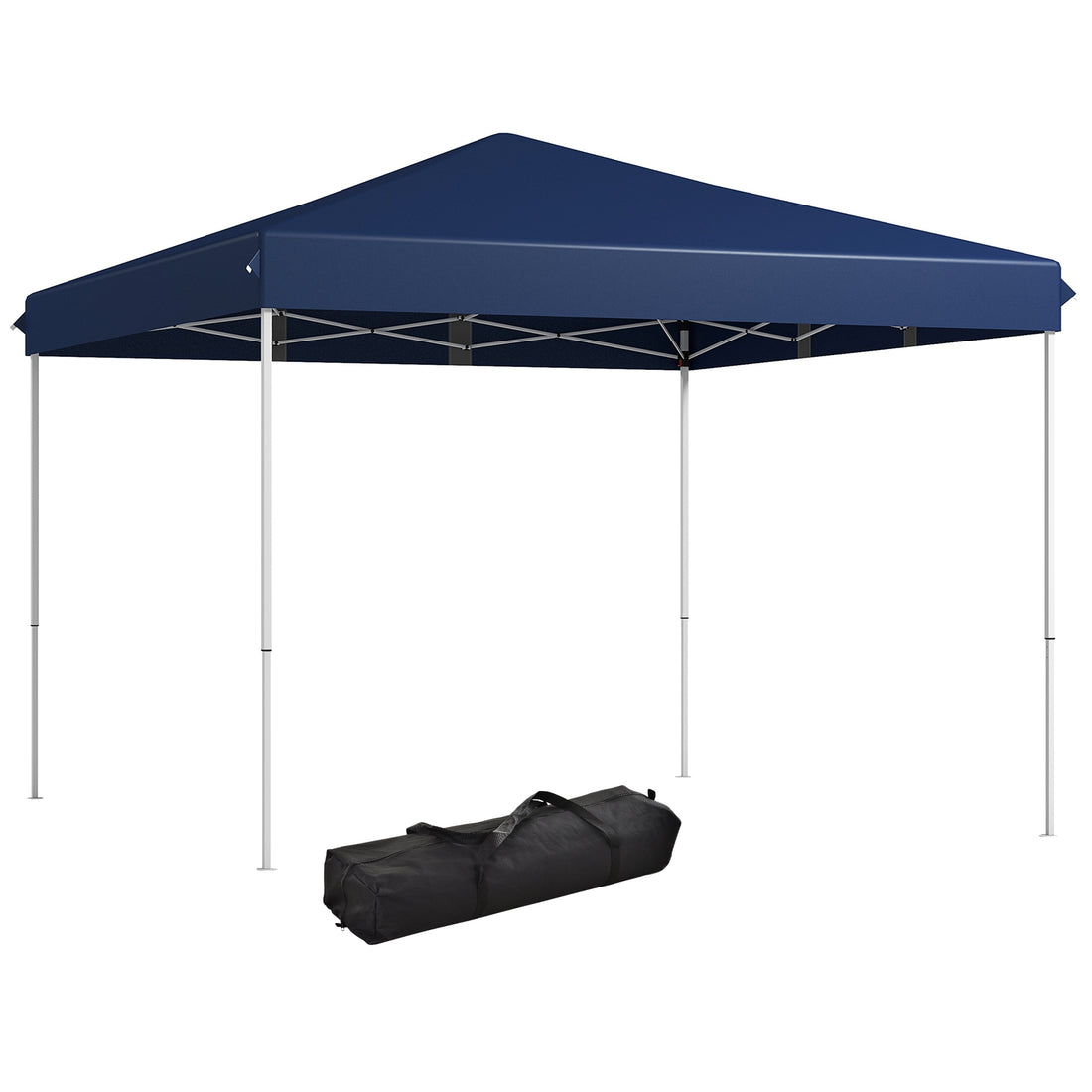 Outsunny 13' X 13' Pop Up Canopy Tent, Instant Sun Shelter, Tents For Parties, Height Adjustable, With Wheeled Carry Bag For Outdoor, Garden, Patio, Parties, Dark Blue Dark Blue Steel