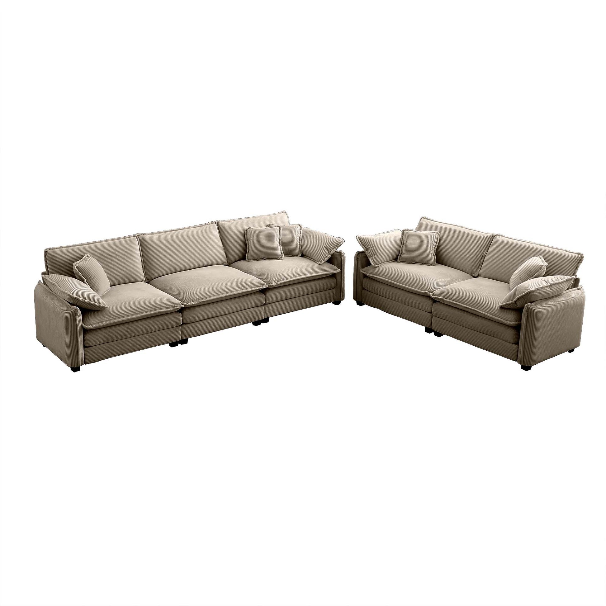 Family Sofa Set Deep Seat Sofa, Warm Sofa For Home Cinema And Living Room, One 2 Seater Sofa And One 3 Seater Sofa,Tan Corduroy Tan Corduroy 5 Seat