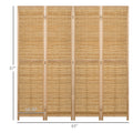 Homcom 4 Panel Room Divider, 5.5' Tall Bamboo Portable Folding Privacy Screens, Hand Woven Double Side Partition Wall Dividers For Home Office, Natural Natural Wood Bamboo