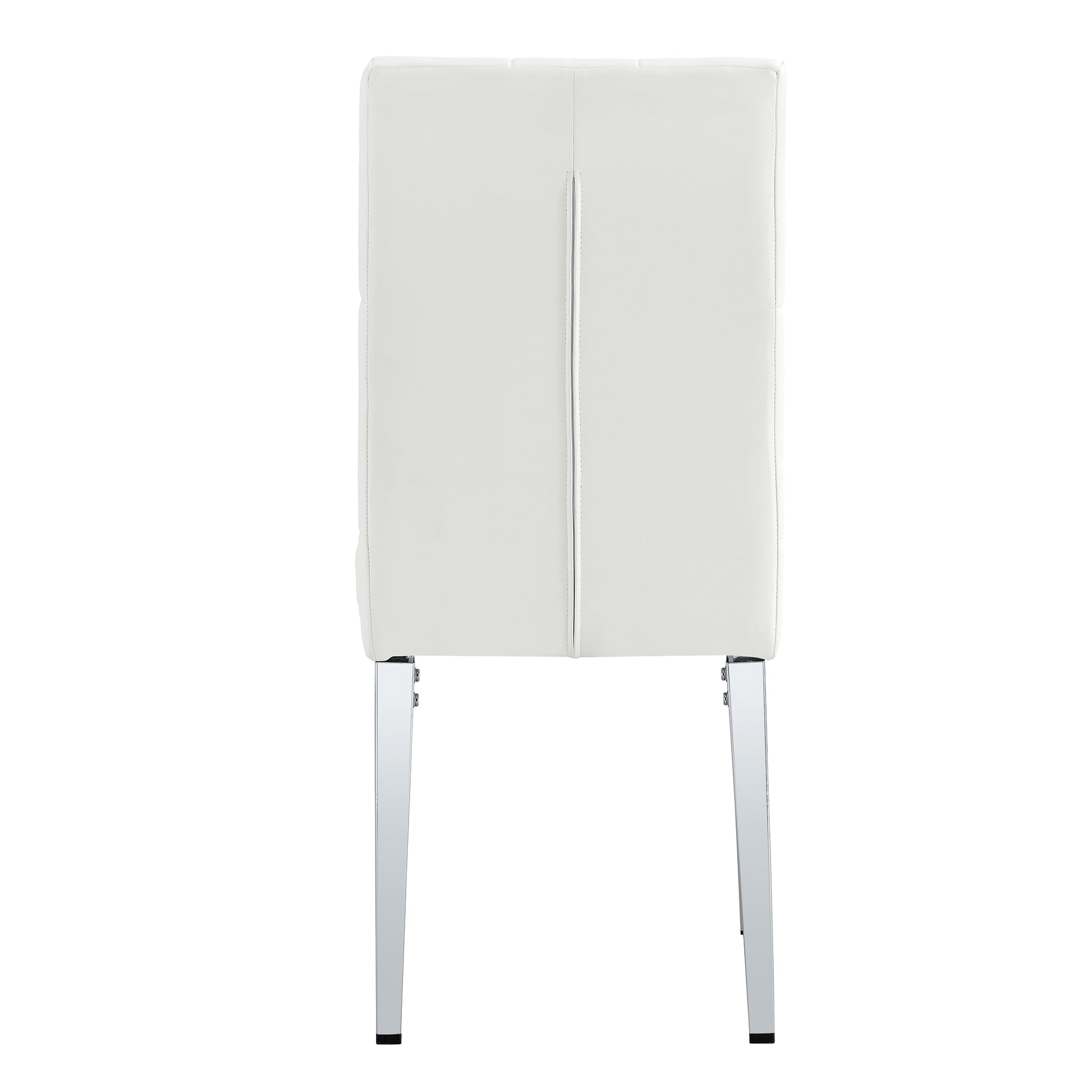 2 Piece Dining Chair Set, Modern Style Kitchen Soft Cushion High Backrest, With Embedded Buttons, Metal Leg Office Chair, Suitable For Restaurants, Offices, And Restaurants. White Pu