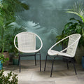 Java Outdoor Wicker Chair Set Of 2 White Iron