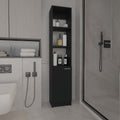 Black Wengue 2 Shelf Rectangle Linen Cabinet Black Particle Board