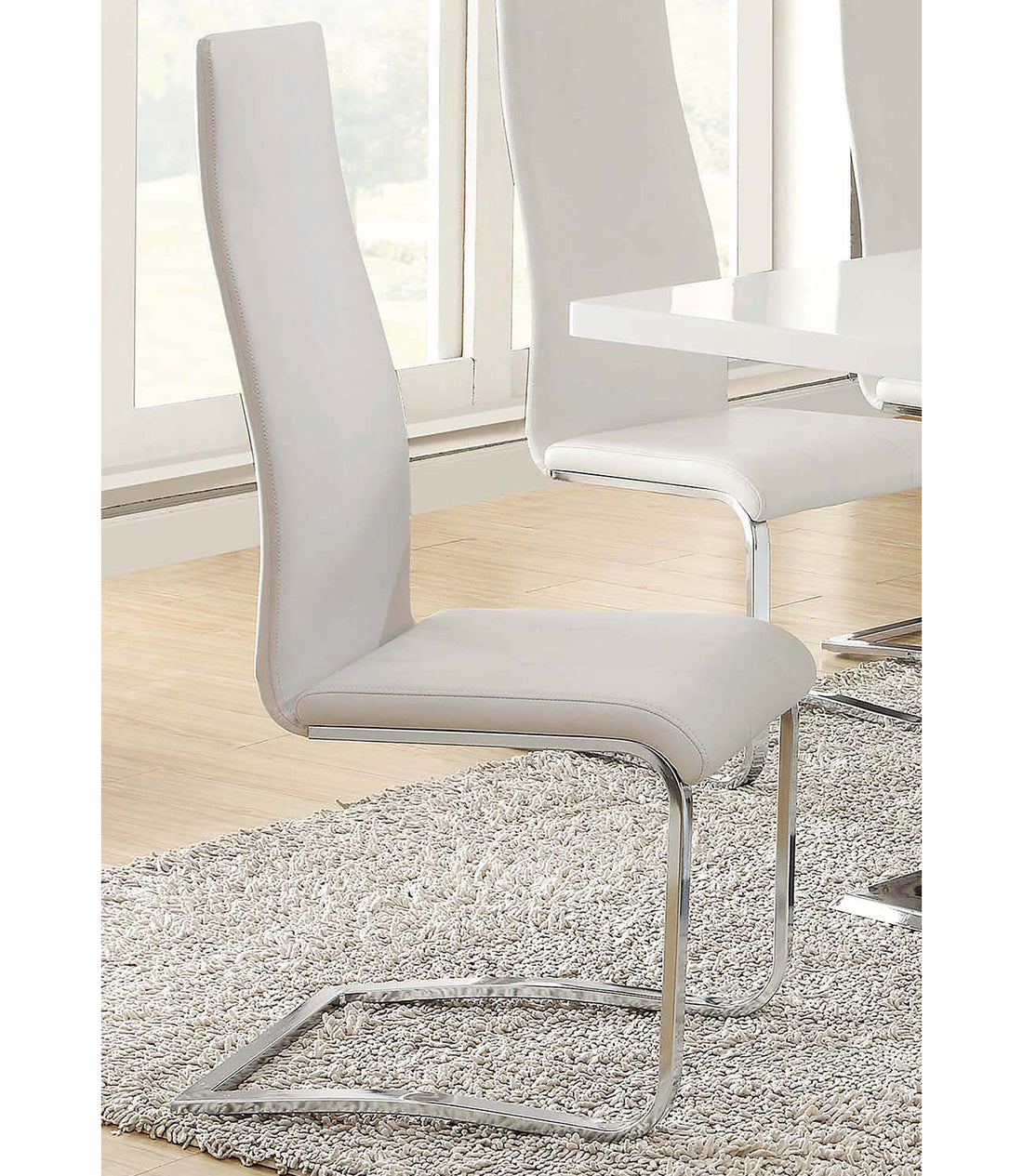 Set Of 4 Solid White Dining Room Dining Chairs Set Of 4 Or More Faux Leather,Metal