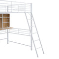 Full Size Loft Bed With Desk And Shelf, Loft Bed With Ladder,Full,White Full White Metal