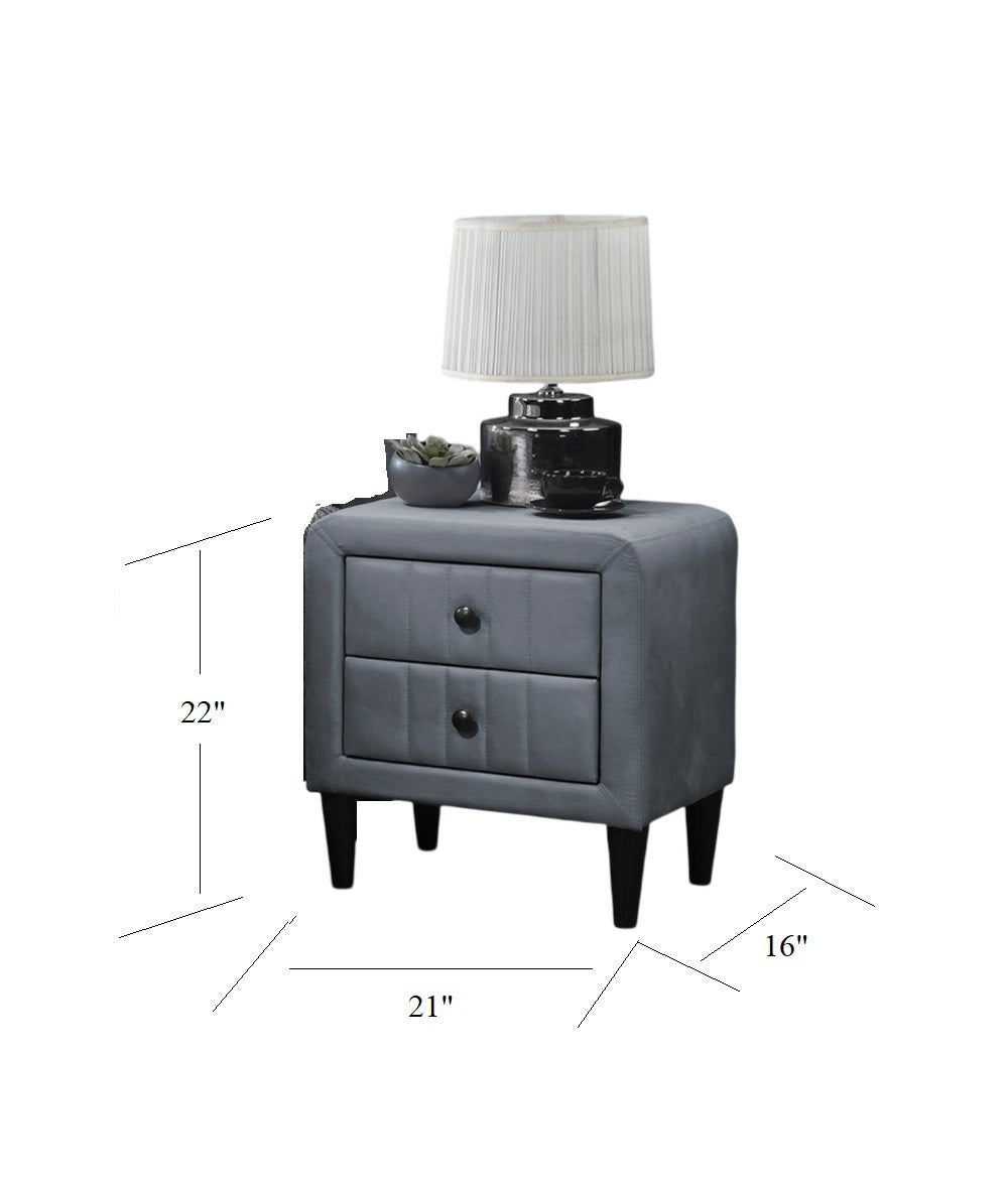 Grey Color Velvet Gorgeous 1Pc Nightstand Bedside Table 2X Drawers Bedroom Furniture Sleek Design Tempered Legs Grey 2 Drawers Bedroom Bedside Cabinet Classic,Contemporary,Glam,Modern Storage Velvet