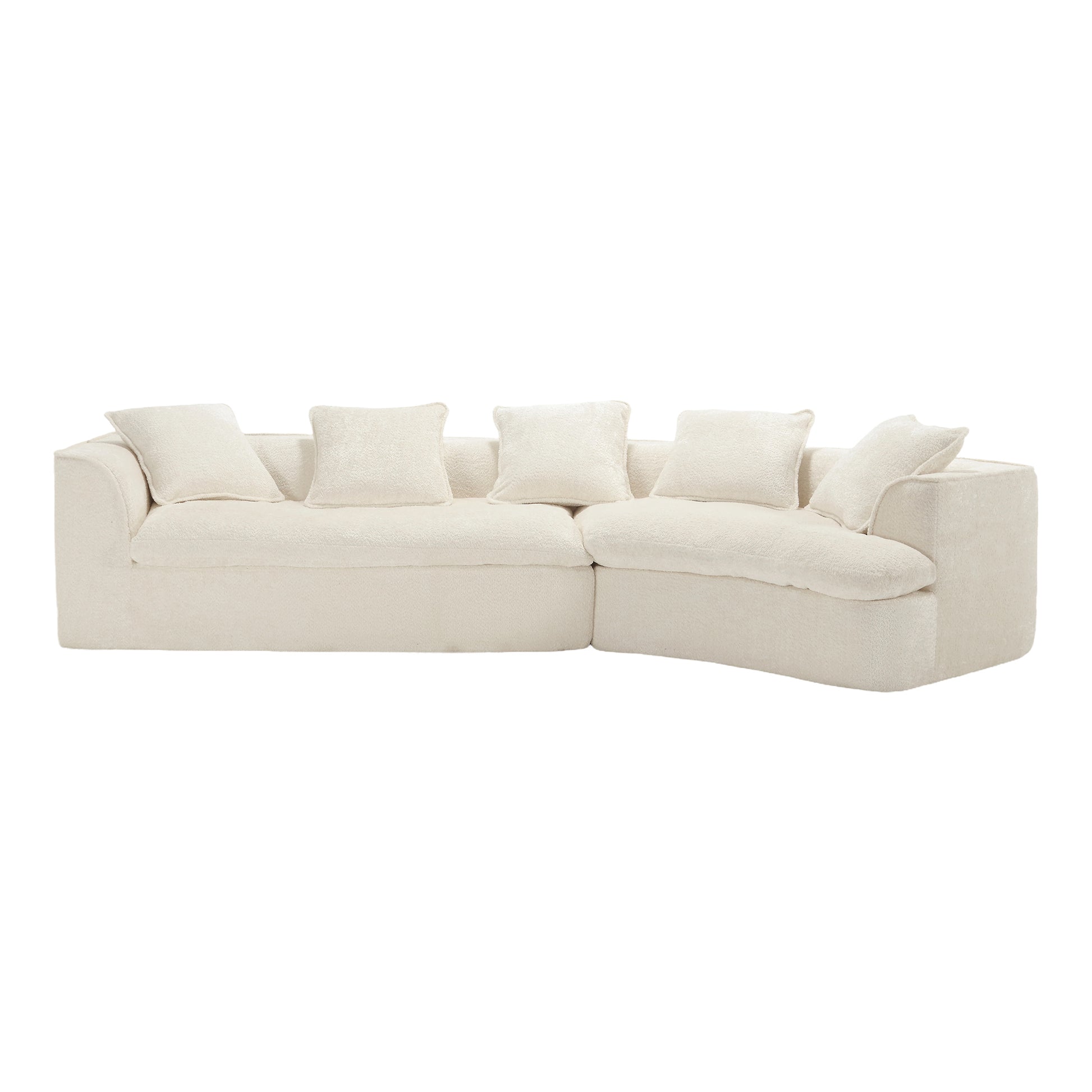 Coolmore Boucle Sofa 3 Seater For Living Room Oversized Comfy Sofa Unique Double Seat And Corner Construction For Apartment, Office Left Hand Facing Beige Beige Primary Living Space Foam Boucle 3