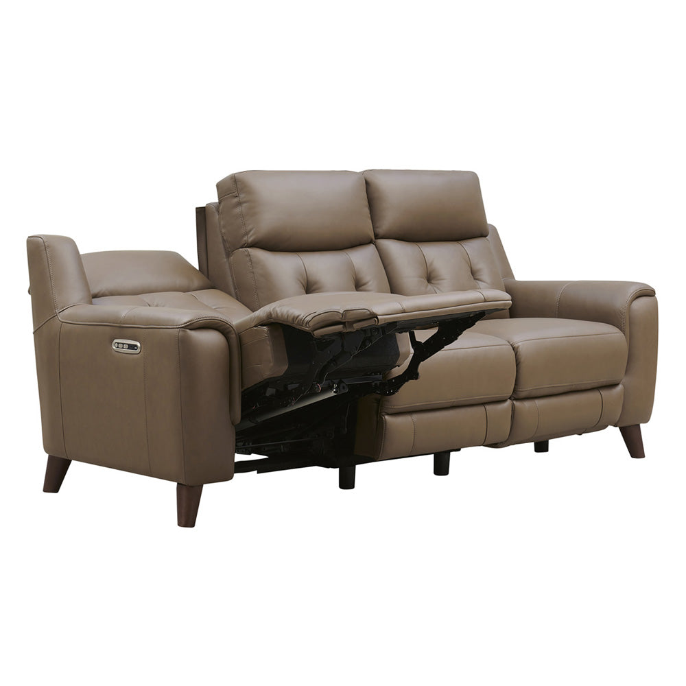 Torino Power Headrest Top Grain Leather Zero Gravity Reclining Sofa Brown Genuine Leather Wood Primary Living Space Medium Firm Tight Back Mid Century Modern Eucalyptus Pillow Top Arms Memory Foam Leather 3 Seat