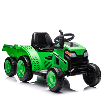 12V Kids Ride On Electric Tractor Black Knight,Kids Ride On Toy.2Wd,Non Skid Tires, Steering Wheel, Foot Pedal,With Removable Storage Tug,Light,Bluetooth,Music,Mp3,Usb,Power Display For Kids Aged 2 3. Green 50 99 Lbs Polypropylene