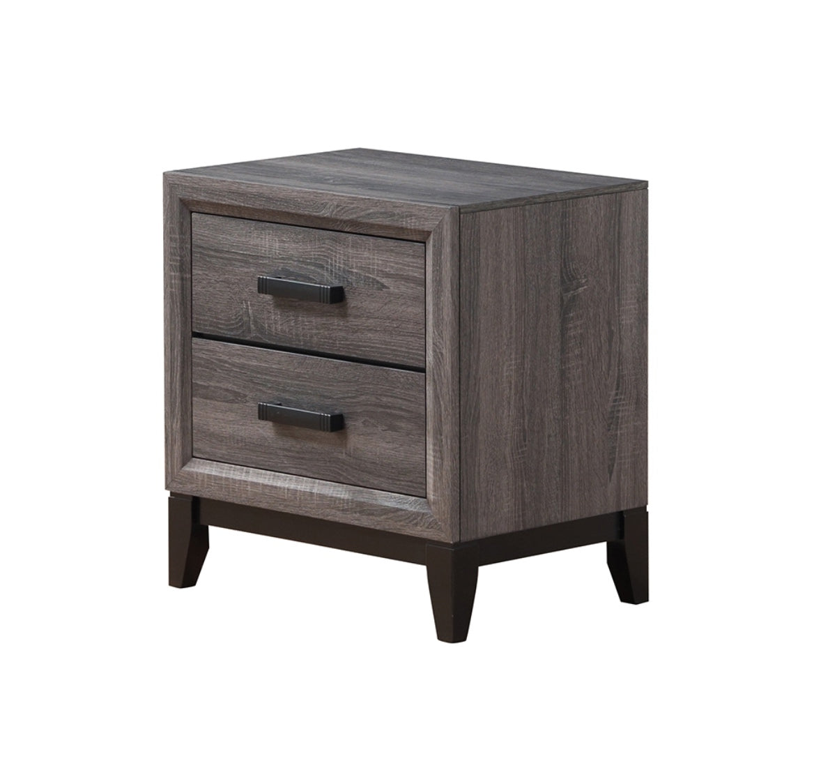 Mirage Foil Grey Nightstand Black Gray Rubber Wood