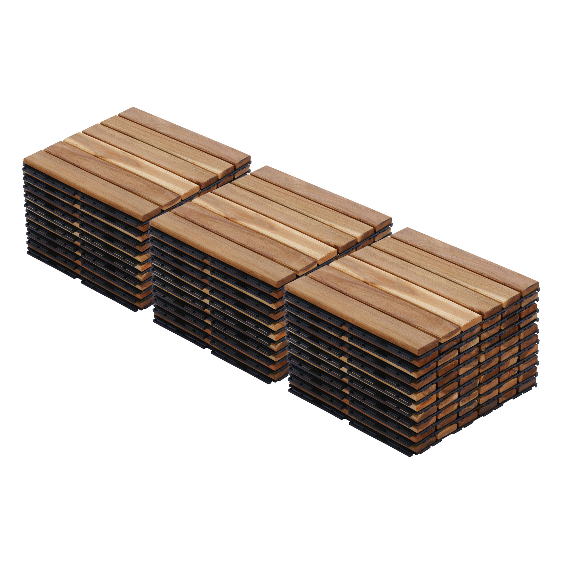 30 Pcs Interlocking Deck Tiles Striped Pattern, 12" X 12" Square Yellow Acacia Hardwood Outdoor Flooring For Patio, Bancony, Pool Side,.. Yellow Garden & Outdoor American Design,American Traditional Acacia Wood