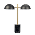 Nova Hydro Black Table Lamp With On Off Switch Double Lamp With Faux Marble Base Black,Gold,Marble Table&Floor Lamps Faux Marble,Metal