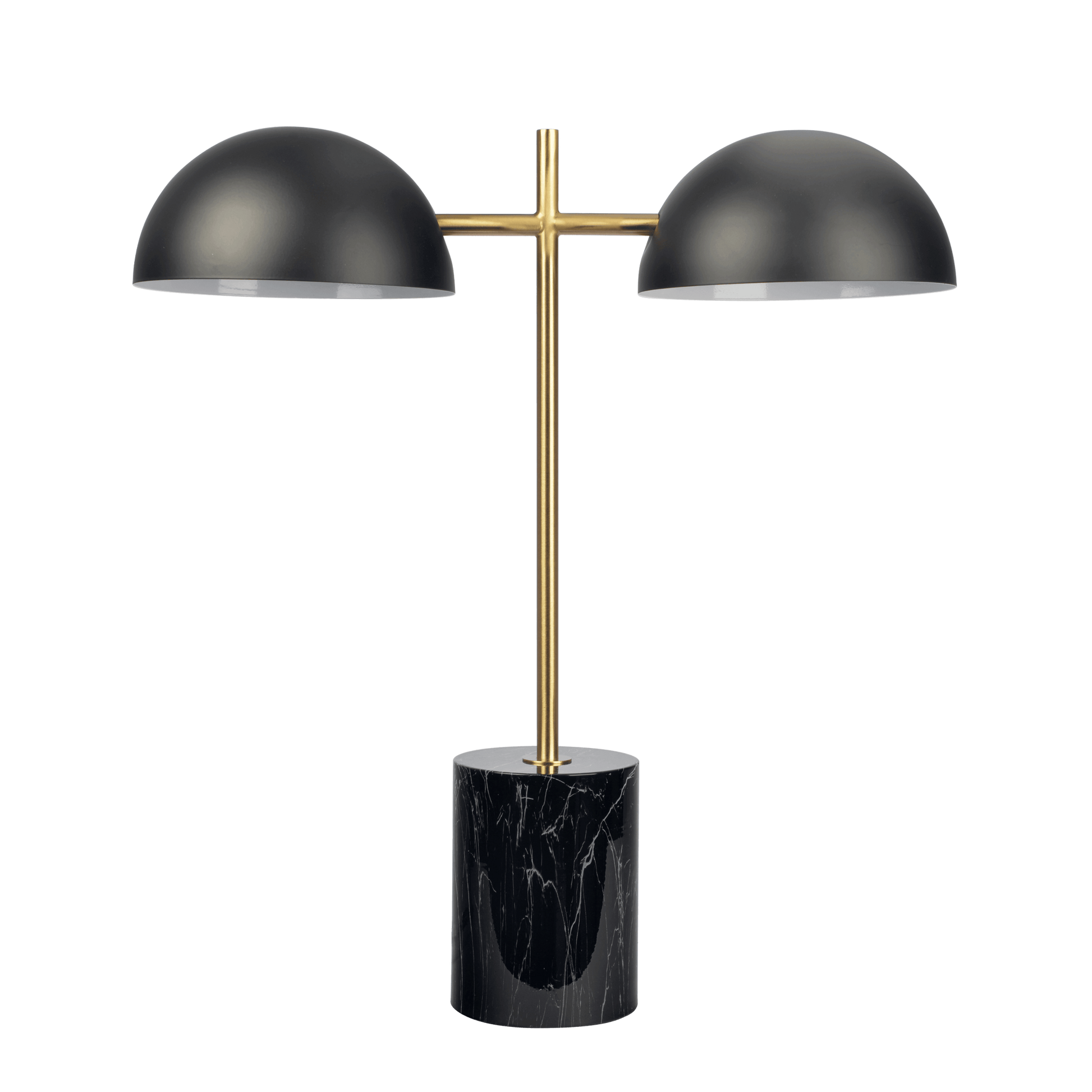 Nova Hydro Black Table Lamp With On Off Switch Double Lamp With Faux Marble Base Black,Gold,Marble Table&Floor Lamps Faux Marble,Metal