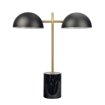 Nova Hydro Black Table Lamp With On Off Switch Double Lamp With Faux Marble Base Black,Gold,Marble Table&Floor Lamps Faux Marble,Metal