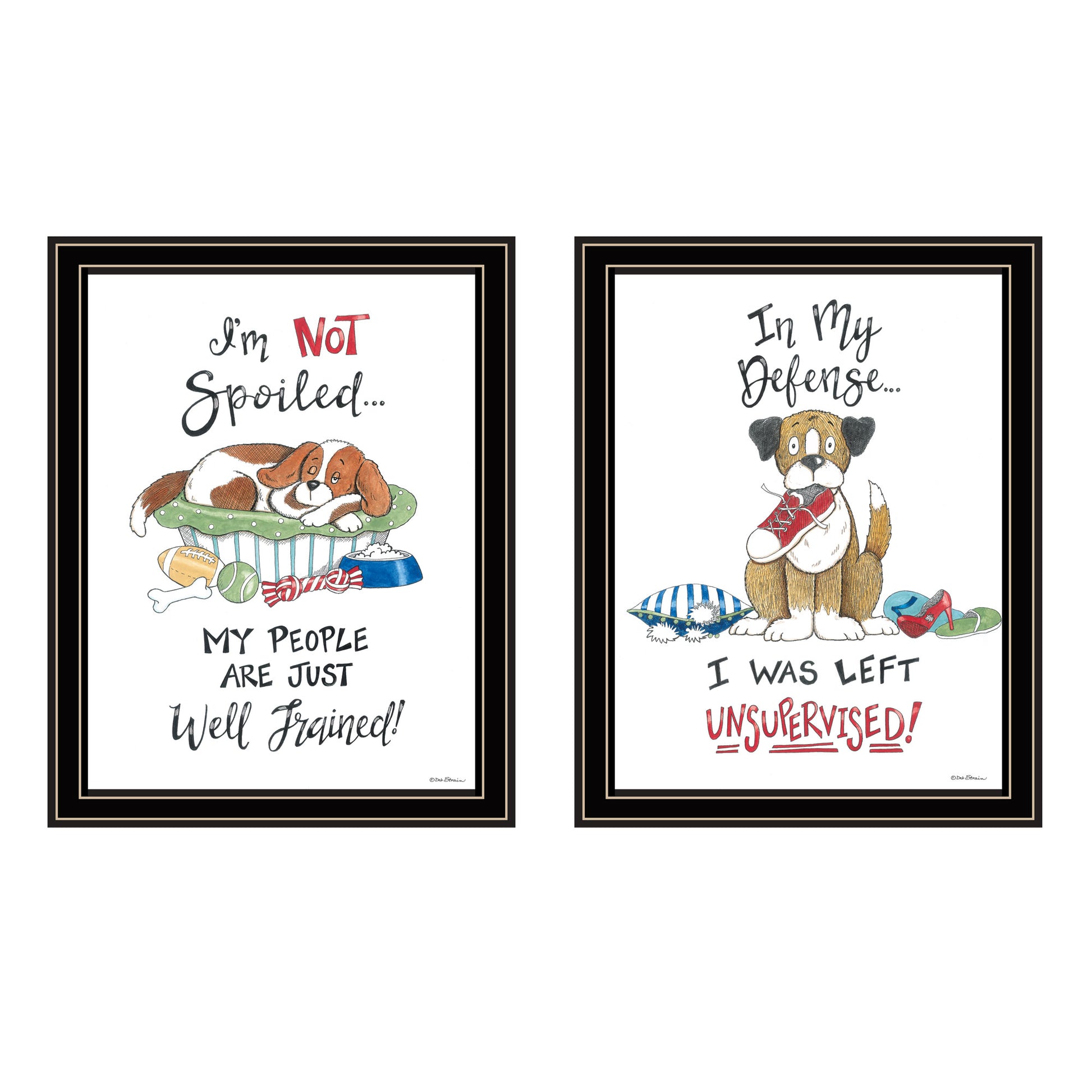 2 Piece Vignette I Was Left Unsupervised Black Framed Wall Art For Living Room, Bedroom Wall Art Print For Home Decor By Deb Strain Multicolor Wood Paper