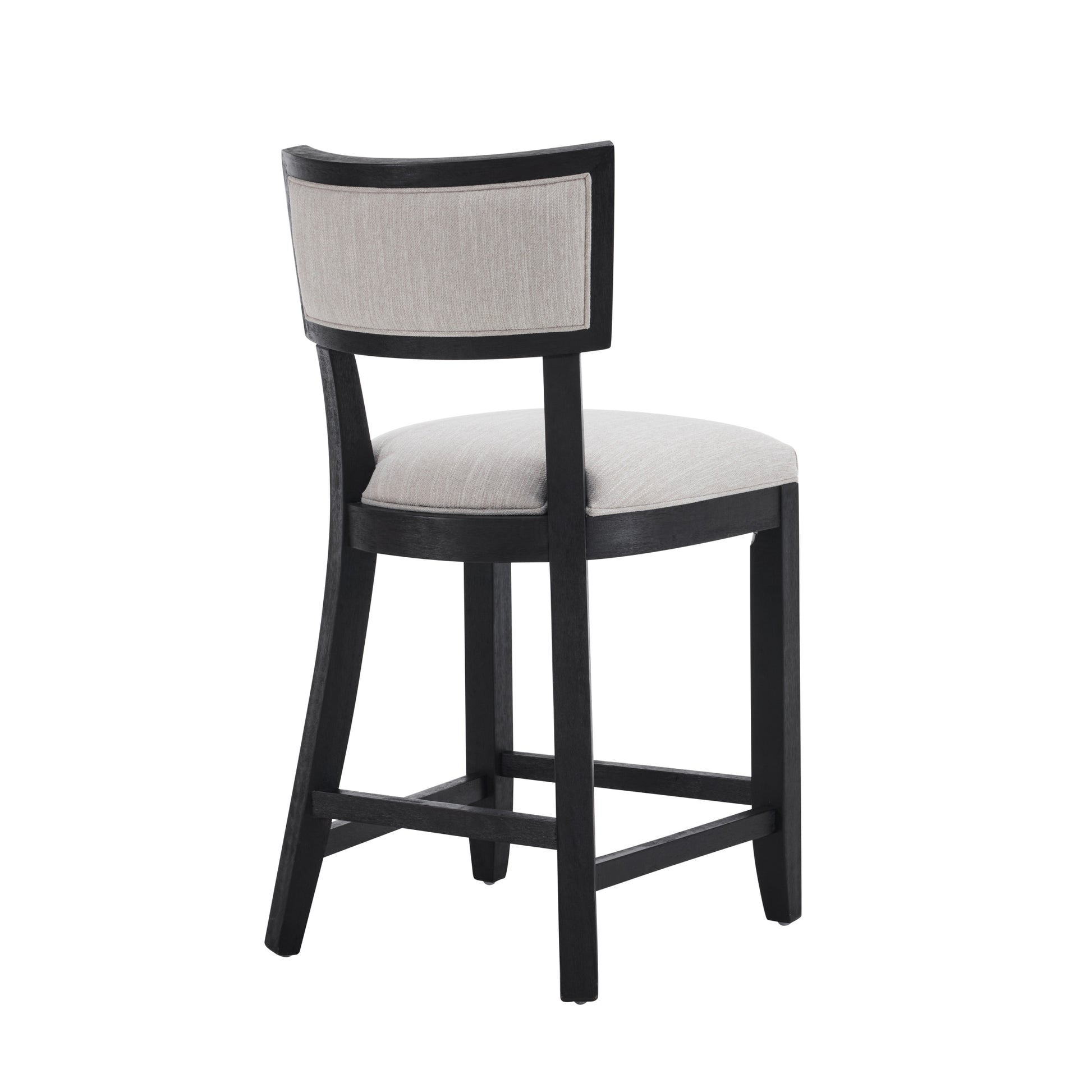 26.5" Counter Stools Set Of 2, Upholstered Counter Height Bar Stools With Comfy Back, Solid Rubber Wood Frame, Backrest, Footrest, Armless Barstools For Home Bar, Kitchen Counter, Beige & Black Beige Black Set Of 2 Fabric