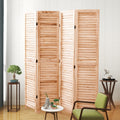 55.2'' W X 65'' H 4 Panel Solid Wood Folding Room Divider, Natural Natural Solid Wood