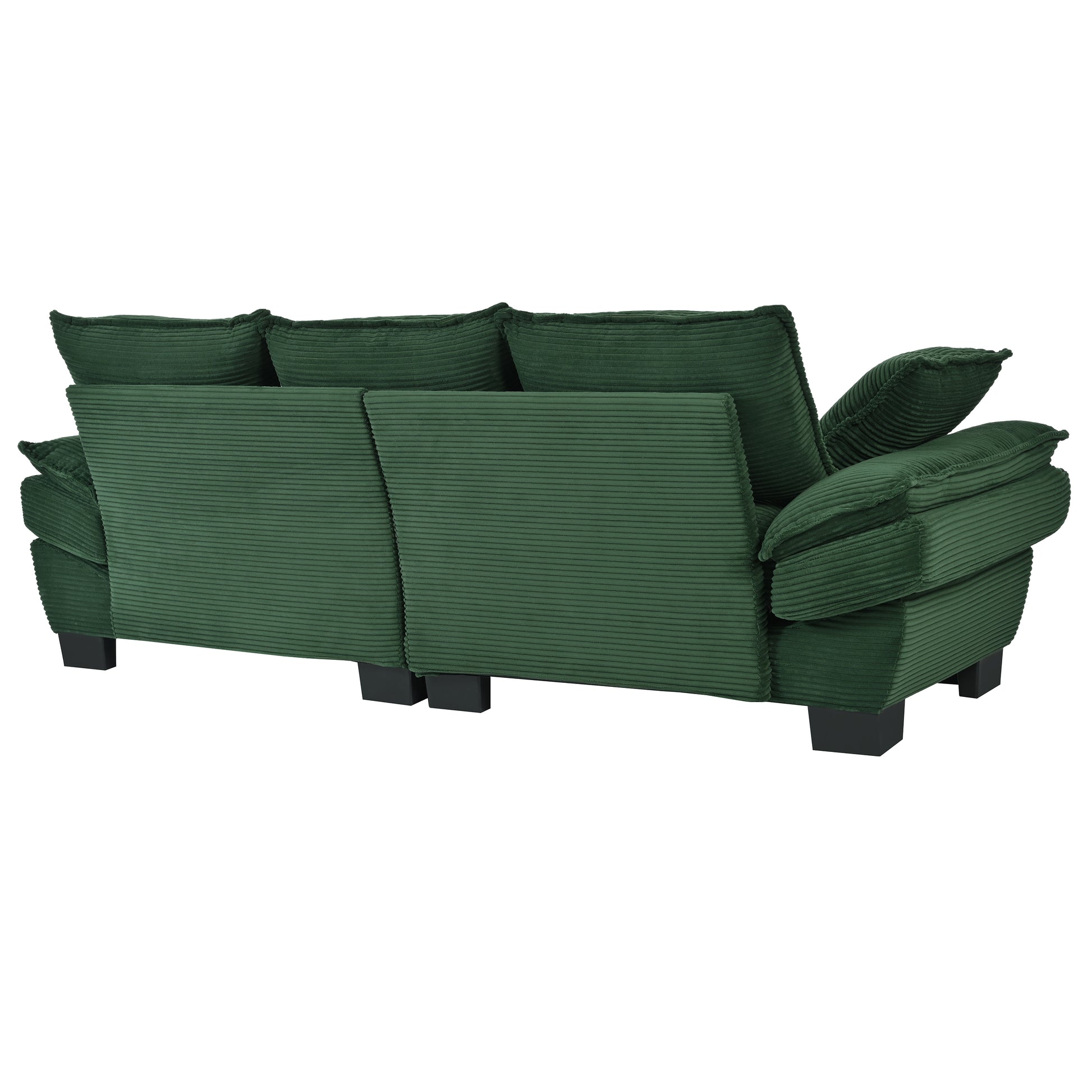 85.4" Modern Curved Sofa, Back Upholstered Couch With 2 Decorative Throw Pillows, Corduroy Fabric Couch For Living Room, Bedroomapartment Dark Green Corduroy 2 Seat