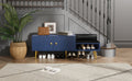 Modern Shoe Storage Bench With Hidden Storage And Upholstered Cushions For Bedside, Living Room And Entryway Navy Navy Mdf Metal