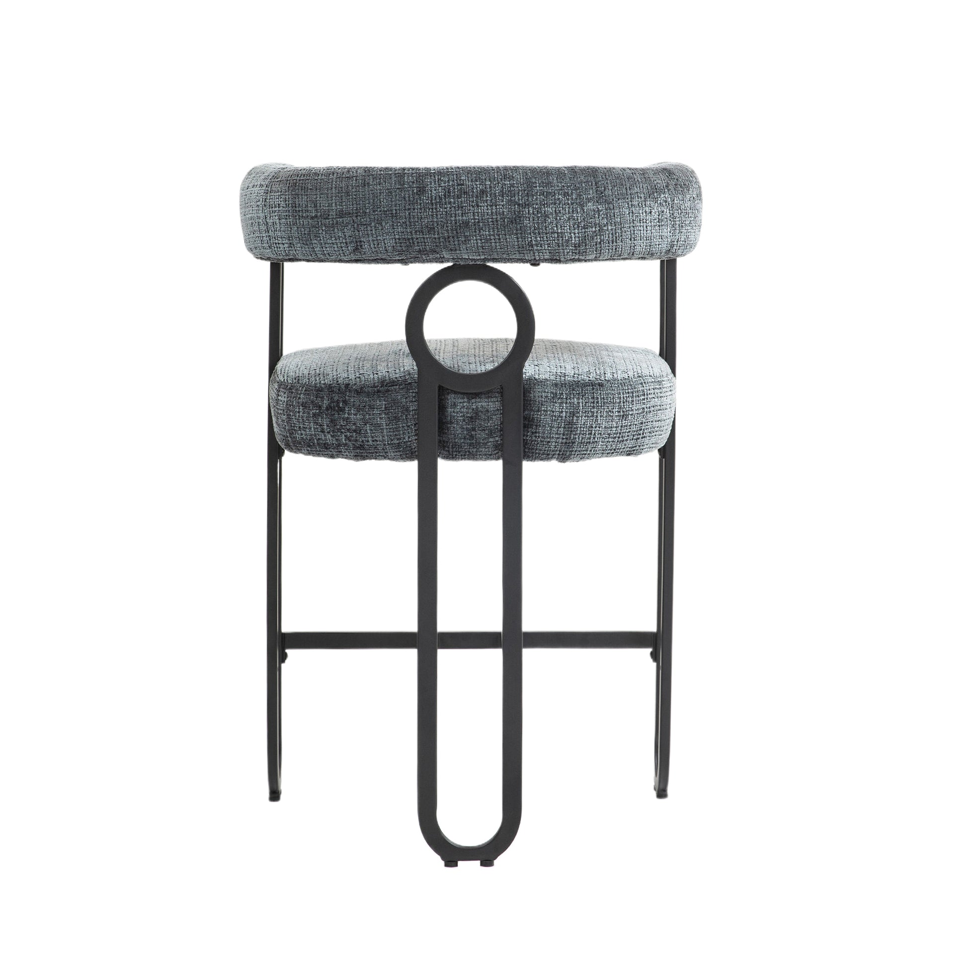 Coolmore Bar Stools Set Of 2, Modern Bar Stool With Back, Black Metal Frames, Upholstered Bar Stools For Kitchen Island, Pub, Club Gray Chenille Gray Foam Chenille
