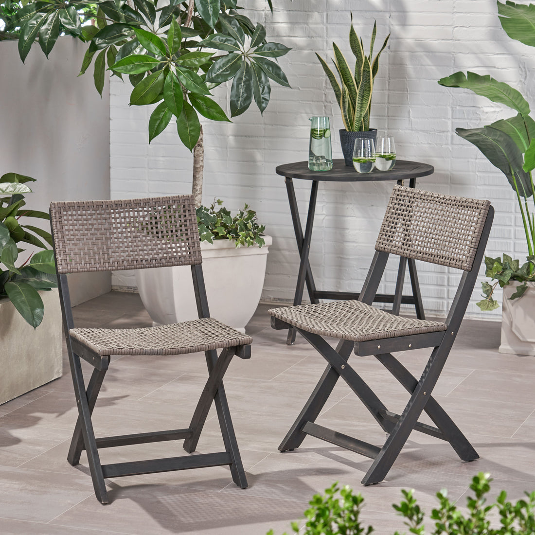 Hillside Bistro Chair,Set Of 2 Grey Brown Wood