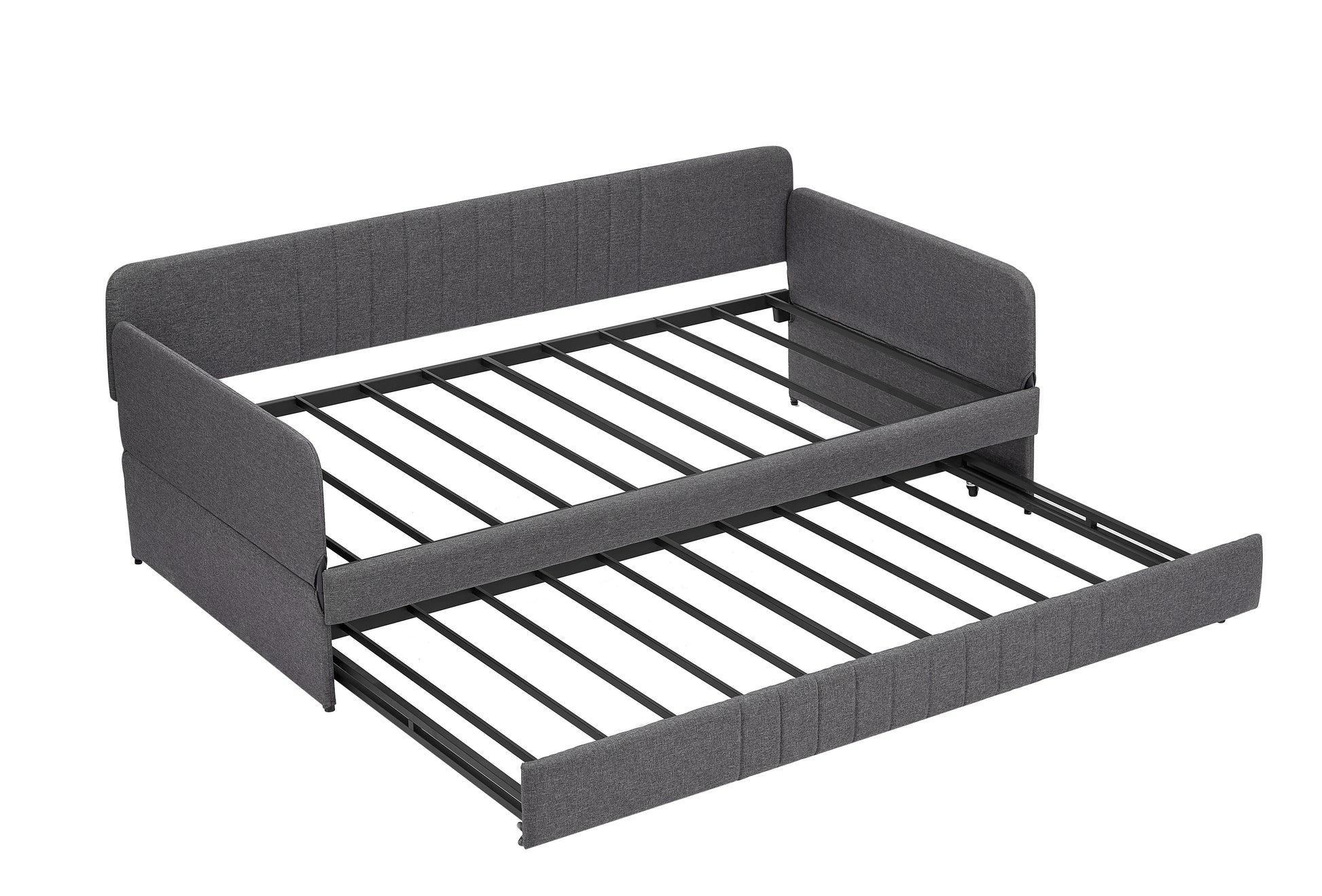 Daybed, Sofa Bed Metal Framed With Trundle Twin Size, Grey, 78.4''L X 41''W X 29.8''H. Twin Grey Iron