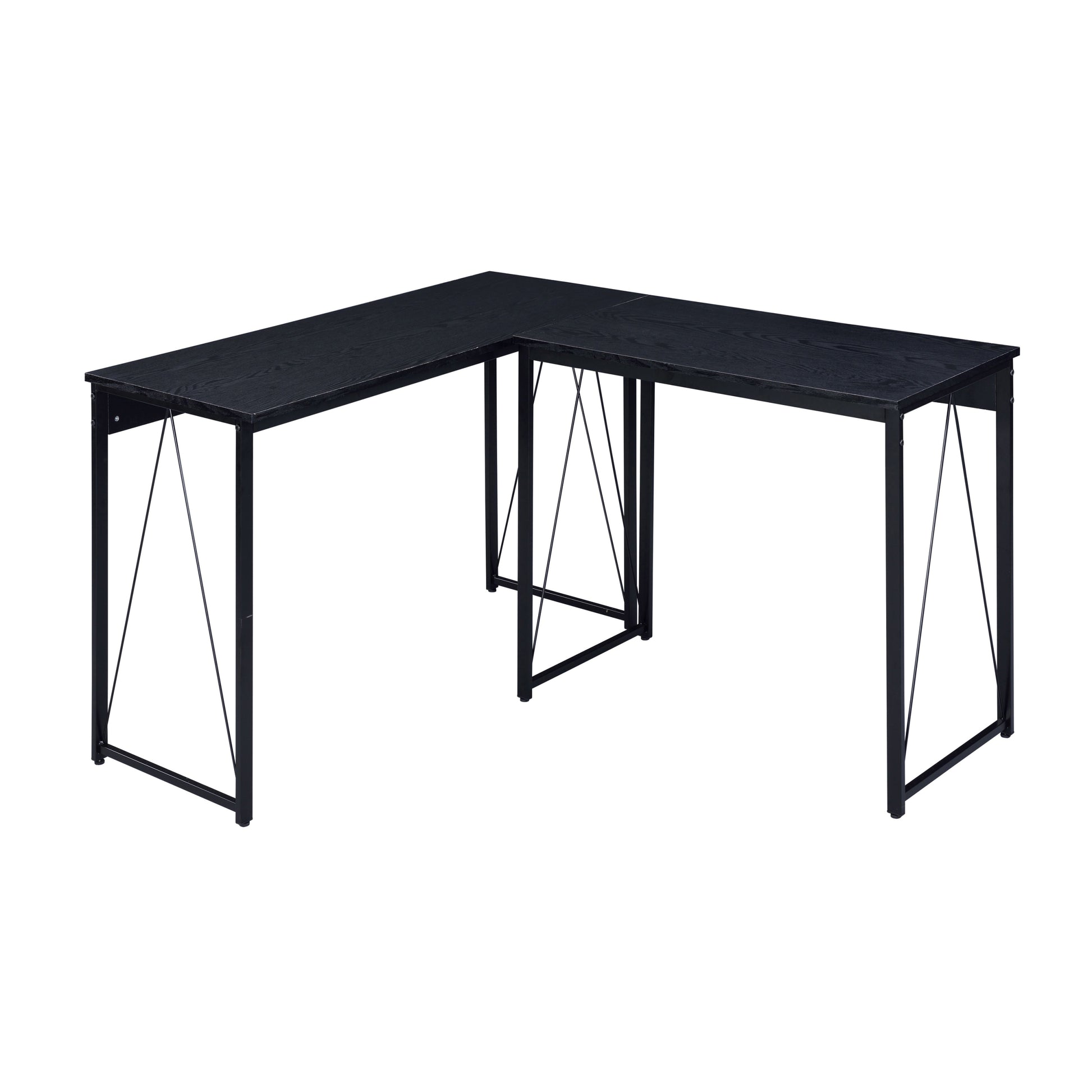 Black 47.5" Writing Desk With Metal Sled Base Black Writting Desk Office Industrial,Rustic Rectangular Wood Metal Sled