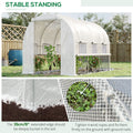 Outsunny 10' X 7' X 7' Walk In Tunnel Greenhouse, Outdoor Green House With Anti Tear Pe Cover, Zipper Doors And Mesh Windows, White White Plastic