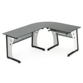 L Shape Glass Office Desk Grey Black Mdf