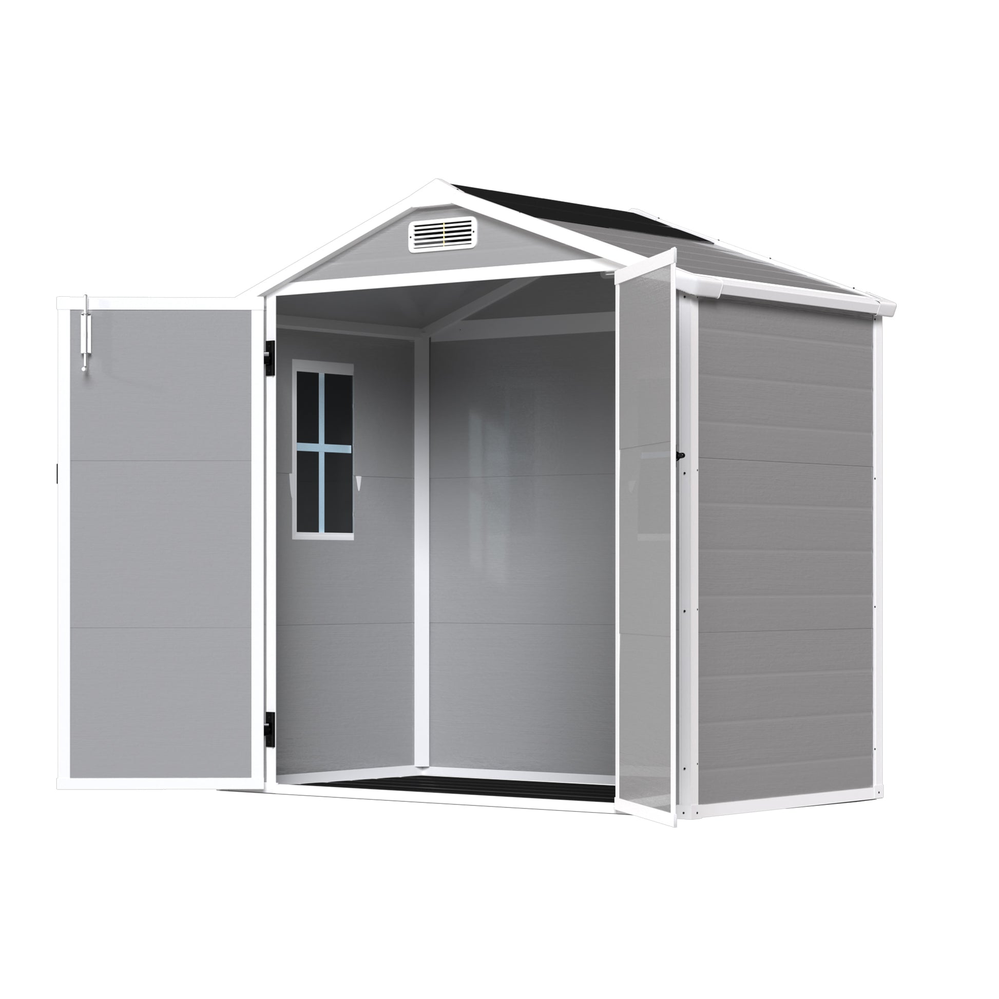 6' X 4.4' Resin Weather Resistant Outdoor Storage Shed With Floor For Garden,Backyard,Pool Tool, Light Grey Gray Polypropylene