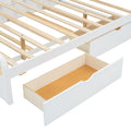 Queen Size Wooden Platform Bed With Trundle And 2 Drawers,White Queen White Solid Wood Mdf