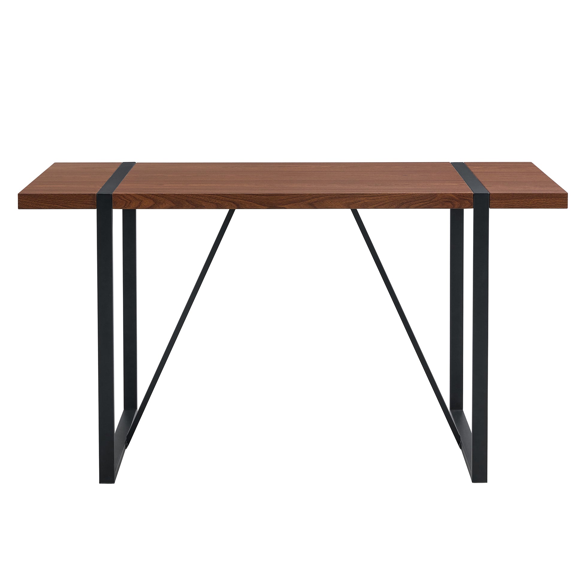 Table And Chair Set. A Minimalist Retro Rectangular Dining Table With A Specially Textured Top And Black Metal Legs, Paired With Soft Chairs And Black Metal Legs, Showcases A Beautiful Home Style. Brown Seats 6 Mdf Metal