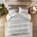 Sherpa Comforter Set Twin Grey Ivory Polyester