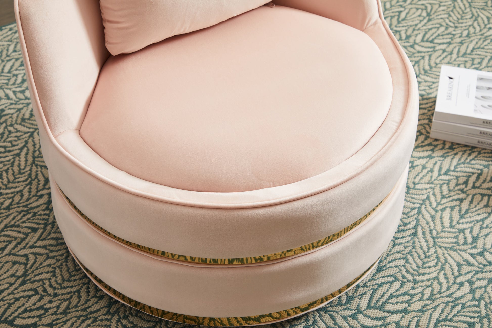 Swivel Chair, 360 Swivel Accent Chair, Barrel Chair For Living Room Bedroom Pink Velvet