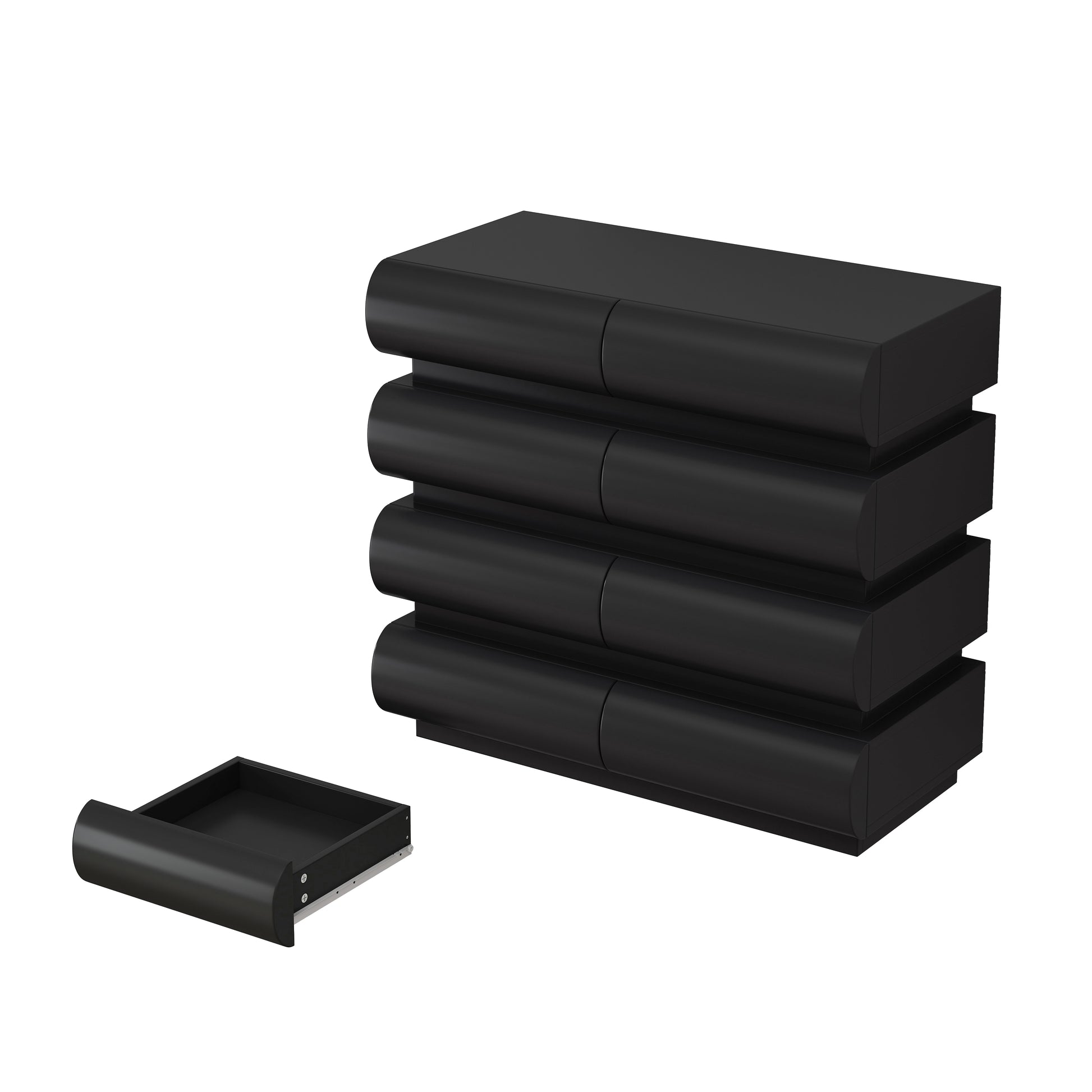 8 Drawer Dresser For Bedroom, Black Dresser No Handle, Modern 8 Chest Of Drawers With Wide Storage Black Mdf