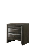 Emily Nightstand Gray Dark Gray Wood