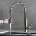 Dax Single Handle Pull Down Kitchen Faucet Brushed Finish Steel Gray Stainless Steel