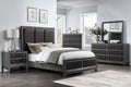 Modern Styling Bedroom 1Pc Chest Of 5 Drawers Faux Leather Upholstered Gray Classic Design Wooden Furniture Gray Bedroom Modern Wood