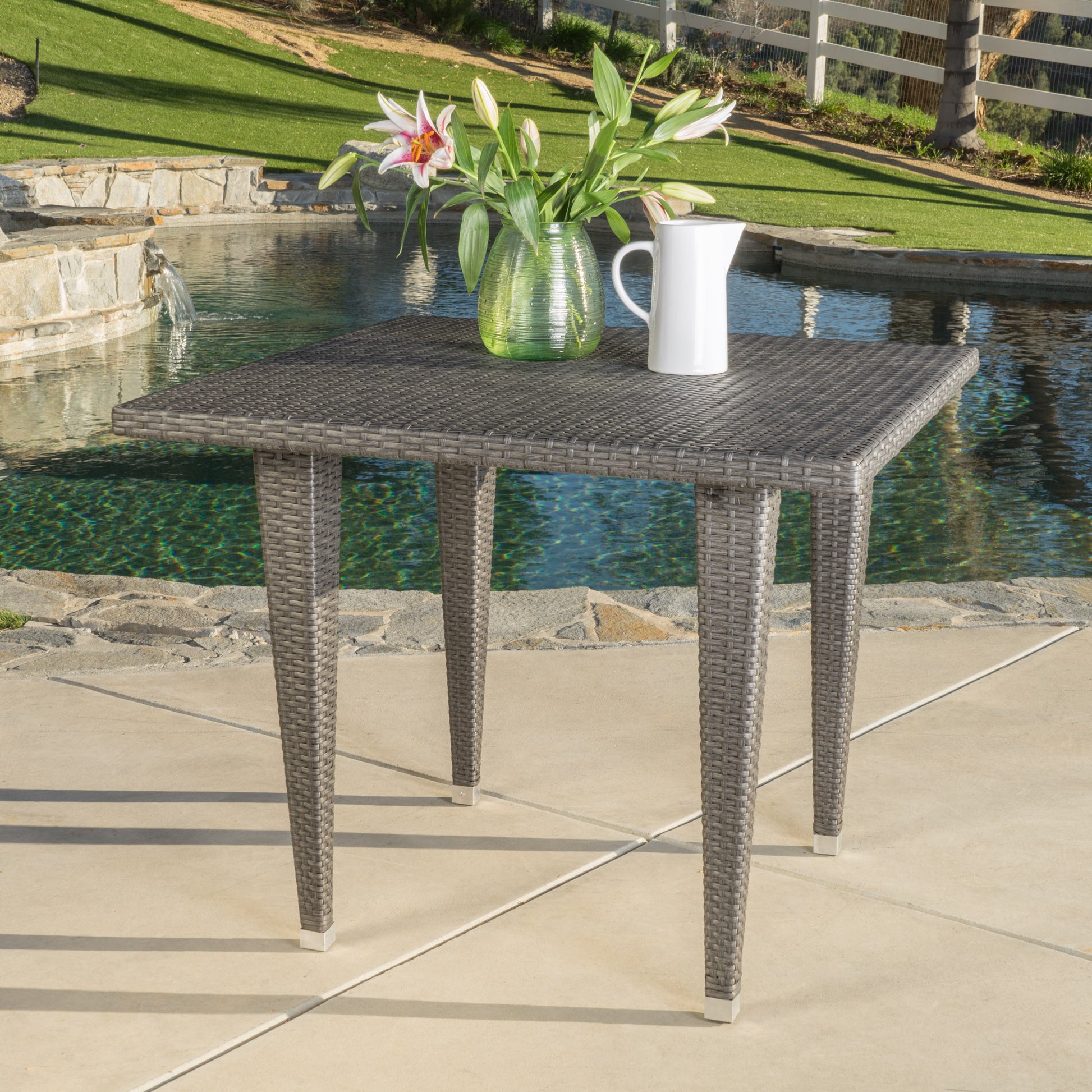 Dominica 35Inch Sq Table Pvc Grey Iron