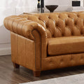 Kingston Waxy Pull Up Leather Loveseat Brown Down Filling Genuine Leather