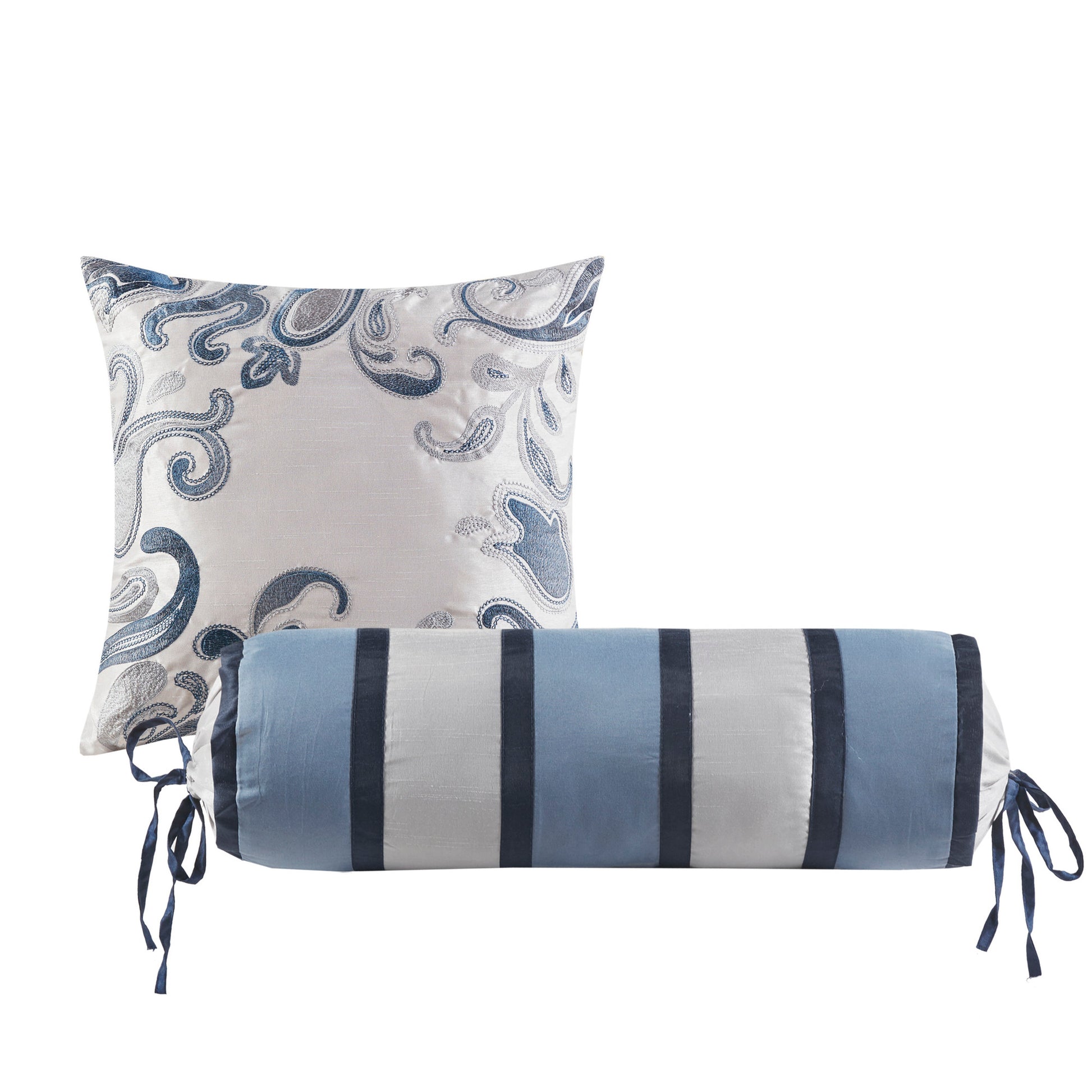 5 Piece Jacquard Bedspread Set With Throw Pillows Navy King Queen Navy Cotton