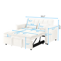 55.1 Inch 3 In 1 Convertible Sofa Bed, Modern Velvet Double Sofa Futon Sofa Bed With Adjustable Back, Storage Bag And Pillow, For Living Room, Bedroom Off White Light Brown Wood Primary Living Space Medium Duty Eucalyptus 2 Seat Beige White Velvet Soft