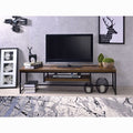 Weathered Oak And Black Tv Stand With 1 Shelf Oak Primary Living Space 50 Inches 50 59 Inches Industrial Paper Composite