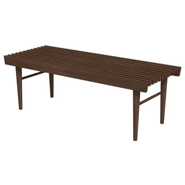 Mia Mid Century Modern Solid Wood Bench Dark Brown Brown Walnut Wood